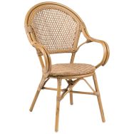 Fauteuil Savannah structure alu bois - assise/dossier wicker naturel