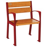 Fauteuil Silaos 5 lames acier - ass/dos bois - rouge 3004/chêne clair