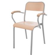 Fauteuil Trévise 4 pieds accotoirs hêtre - gris