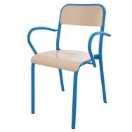 Fauteuil Trévise 4 pieds accotoirs tube - bleu