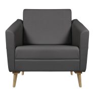 Fauteuil Wind pied bois dos haut PVC ginkgo M1 Gris