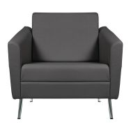 Fauteuil Wind pied métal dos haut PVC ginkgo M1 Gris