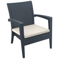 Fauteuil bas Miami - anthracite coussin beige