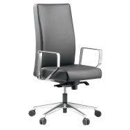 Fauteuil cuir noir Bost accoudoirs fixes chromés