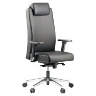 Fauteuil cuir noir Bost avec têtière et accoudoirs réglables