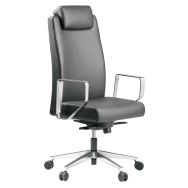 Fauteuil cuir noir Bost têtière réglable accoudoirs fixes