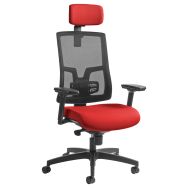 Fauteuil de bureau Oria pied noir dossier résille avec accoudoirs et têtière GGI