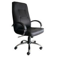 Fauteuil de direction Pampa piètement chromé cuir coloris noir