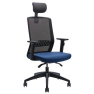 Fauteuil ergonomique RW242 assise bleu nuit dossier résille noir-Burocean