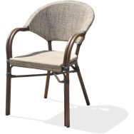 Fauteuil jardin Ushuaia empilable marron+textilène lin