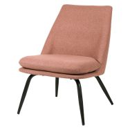 Fauteuil piétement métal noir tissu rose Roma
