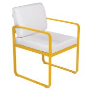 Fauteuil repas Bellevie coussins blanc grisé Fermob