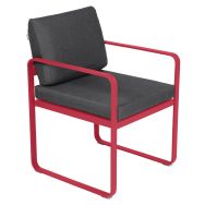 Fauteuil repas Bellevie coussins gris graphite Fermob