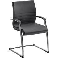 Fauteuil visiteur Dama - Revêtement cuir - Noir