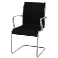 Fauteuil visiteur Dekora pied chromé résille coloris Noir