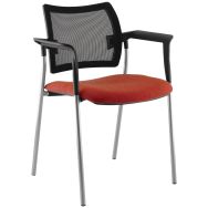 Fauteuil visiteur Tendance Résille piètement alu coloris corail