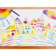 Feuille 15 x 21 cm. blanc/arc-en-ciel (Pochette de 10)