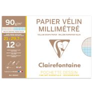 Feuille millimétrée - format 21 x 29.7 cm (Pochette de 12)
