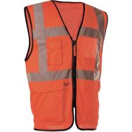 Gilet de signalisation haute visibilité orange multipoches