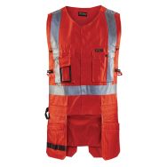 Gilet porte-outils haute visibilité rouge fluorescent