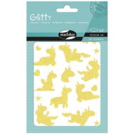 Glitty, Sach 2 pl 10,5x16cm, Licornes, Jaune et rose