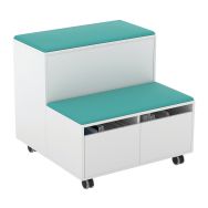 Gradin MOVE 1608 - Mélamine blanche et 2 assises turquoises-MIRPLAY School