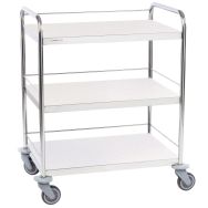 Guéridon de soin 3 plateaux sans galerie 60 x 40 cm inox
