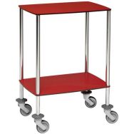 Guéridon de soins 2 plateaux en compact 650x450 mm rouge