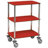Guéridon de soins 3 plateaux en compact 650x450 mm rouge
