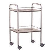 Guéridon inox 60x40x80 cm- 2 plateaux galeries amovibles