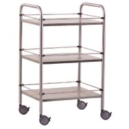 Guéridon inox 60x40x80 cm- 3 plateaux galeries amovibles
