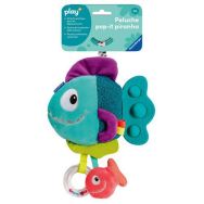 Hochet peluche piranha bleu