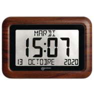 Horloge grand affichage aspect bois
