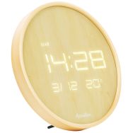 Horloge murale LED ronde bois - Manutan