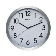Horloge murale MAULmove radiopilotée cadre aluminium brossé -Maul