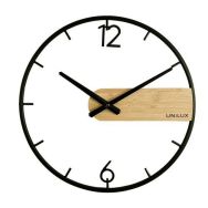 Horloge murale à quartz Circle - noir et bambou