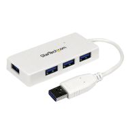 Hub USB 3.0 à 4 ports avec câble intégré - Blanc