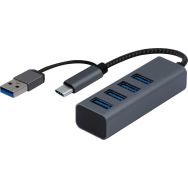 Hub USB 4 ports Type A et adaptateur - 60W