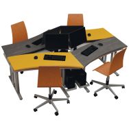 Ilot 4 postes en losange 2 anthracites /2 jaunes-Aeris