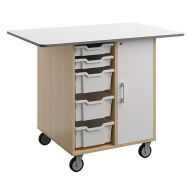 Ilot Wallis 120x80x94 cm plateau magnétique inscriptible effaçable bouleau-blanc