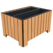Jardinière FLORIM rectangulaire sur pieds 2 x 65 L teck effet lames