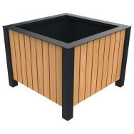 Jardinière LALI carrée 275 L teck/métal gris 7016