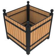Jardinière LALI carrée 750 L teck/métal gris 7016