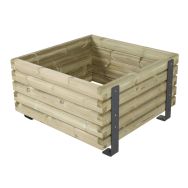 Jardinière Mylos 100 x 100 x 55cm pin piètement acier galva laqué gris RAL 7016