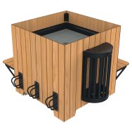 Jardinière STOPY carrée 400 L - poubelle - appui vélo - teck effet lames