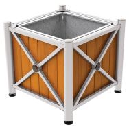 Jardinière acier et bois Province inox brossé avec bac - Procity