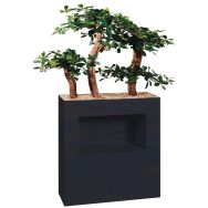 Jardinière métal sur roulettes avec niche hauteur 90 cm Bonzaï, noir