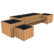 Jardinières COPAL 880 L avec banc 2.19 m teck effet lames
