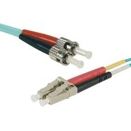 Jarretière optique 15m aqua multi OM3 50/125 LC-UPC/ST-UPC