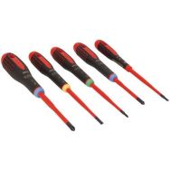 Jeu 5 tournevis fins isolés ERGO vis fente PZ et TORX